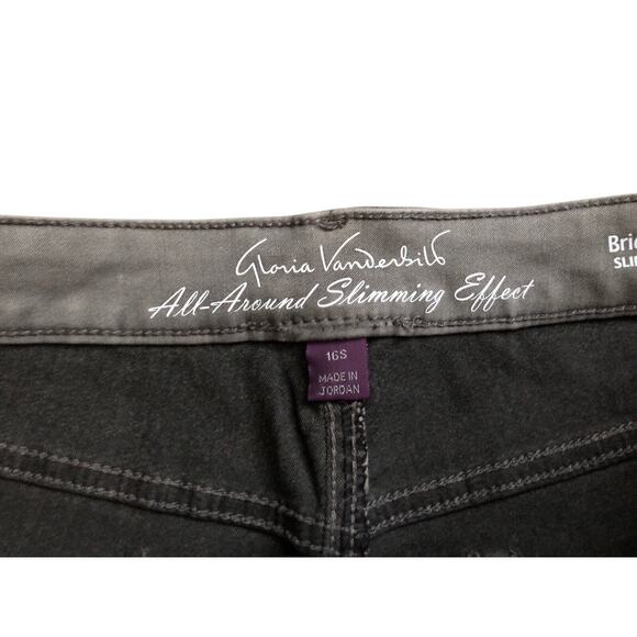 GLORIA VANDERBILT Womens 16 Short Gray Slimming Effect Bridget Slim Leg Jeans - Picture 5 of 8